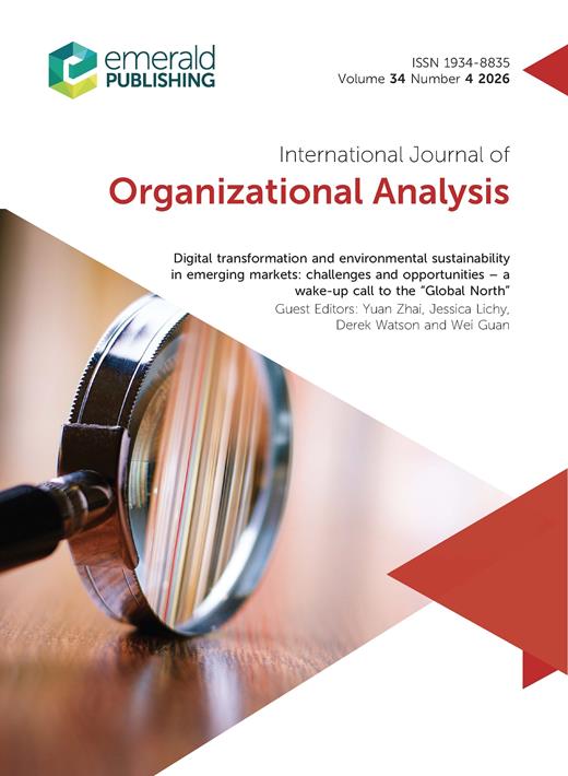 International Journal of Organizational Analysis Cover Image for Volume 34, Issue 4